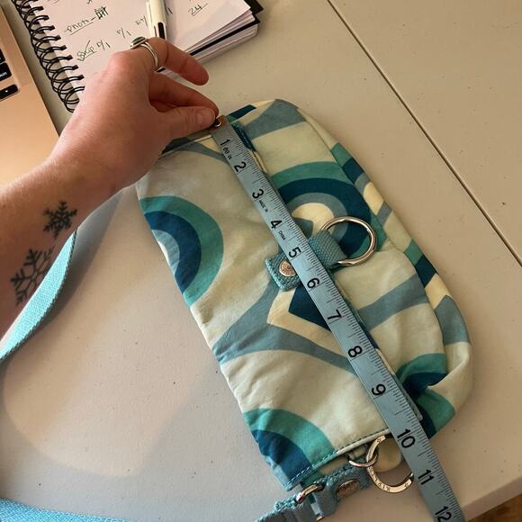 Kipling Blue Mod Swirl Print Slim Canvas Shoulder Bag - Picture 10 of 13